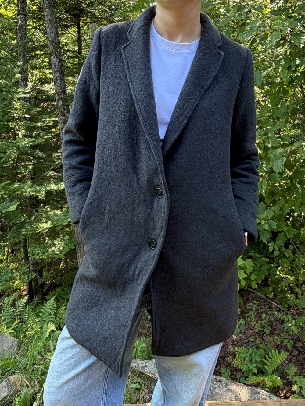 Wilfred (Aritzia) Charcoal Grey Italian Fabric Wool Cashmere Coat - Size XS